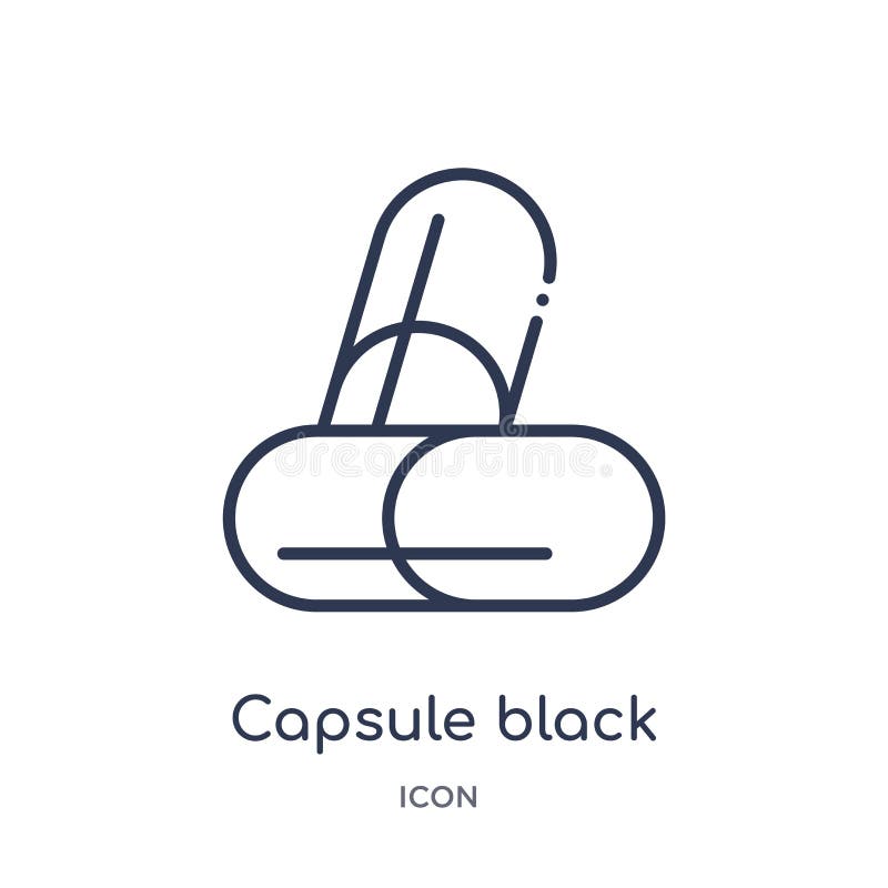 Linear capsule black and white variant icon from Human body parts outline collection. Thin line capsule black and white variant.