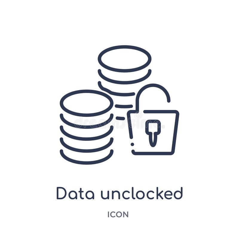 Linear data unclocked icon from Internet security and networking outline collection. Thin line data unclocked icon isolated on stock illustration Linear data unclocked icon from Internet security and networking outline collection. Thin line data unclocked icon isolated on stock illustration