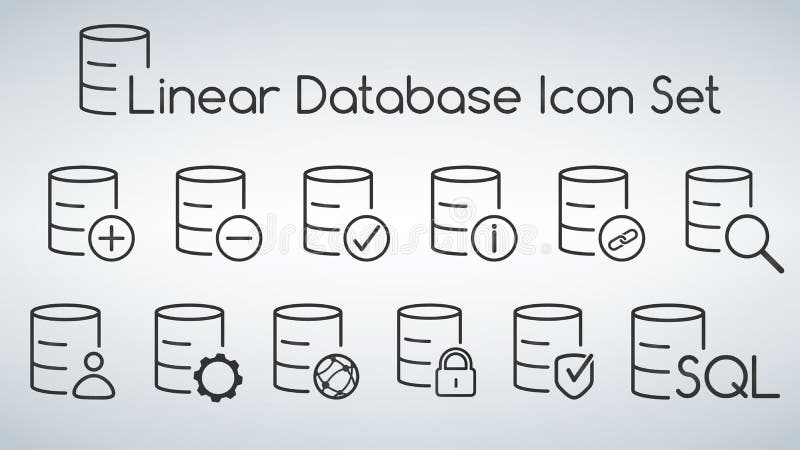 Linear Database, Server Isolated Flat Web Mobile Icon set. Vector Illustration isolated on modern background. stock illustration Linear Database, Server Isolated Flat Web Mobile Icon set. Vector Illustration isolated on modern background. stock illustration