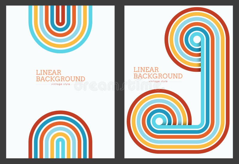 Linear design in vintage style. Abstract background with parallel colored lines