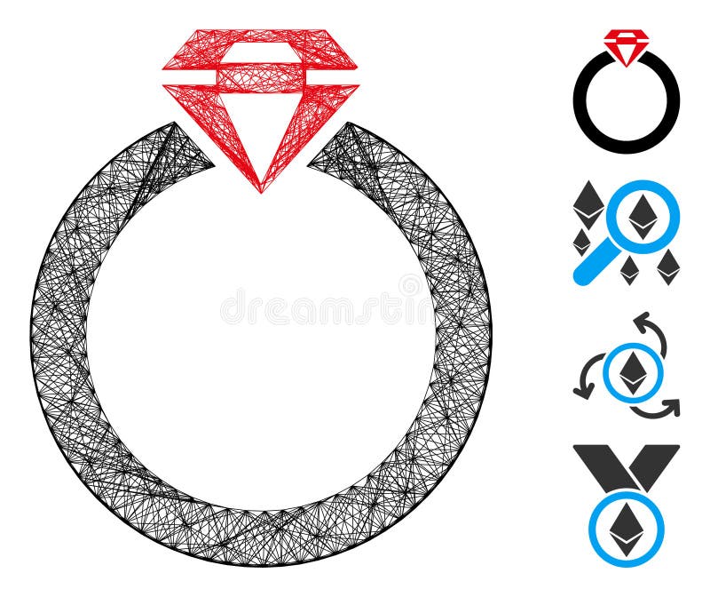 Linear Diamond Ring Vector Mesh stock illustration