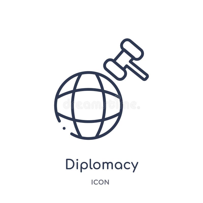 Linear diplomacy icon from Law and justice outline collection. Thin line diplomacy icon isolated on white background. diplomacy royalty free illustration Linear diplomacy icon from Law and justice outline collection. Thin line diplomacy icon isolated on white background. diplomacy royalty free illustration