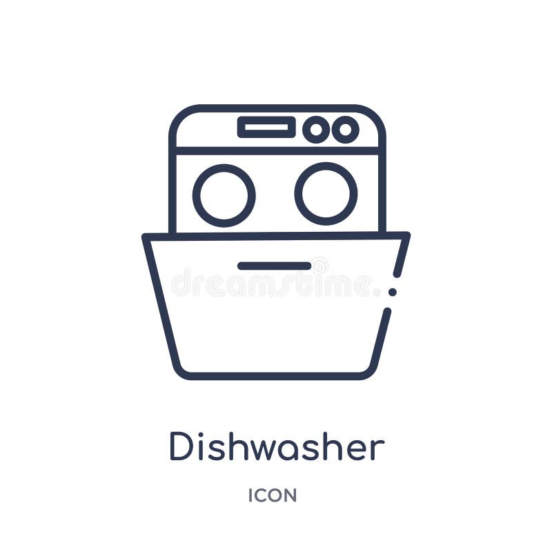 Dishwasher Linear Icon. Modern Outline Dishwasher Logo Concept O Stock