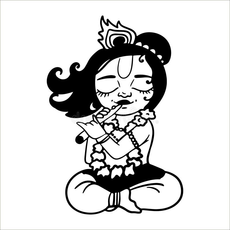 Very happy little Krishna is jumping. Cute cartoon Krishna.