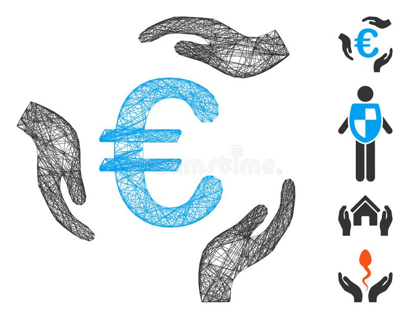 Linear Euro Care Hands Vector Mesh royalty free illustration