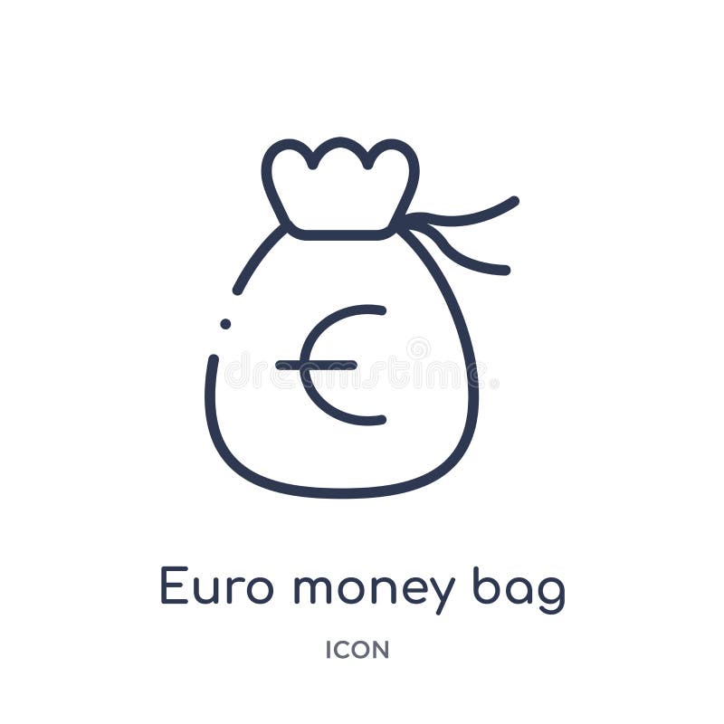 Linear euro money bag icon from Business outline collection. Thin line euro money bag icon isolated on white background. euro stock illustration Linear euro money bag icon from Business outline collection. Thin line euro money bag icon isolated on white background. euro stock illustration
