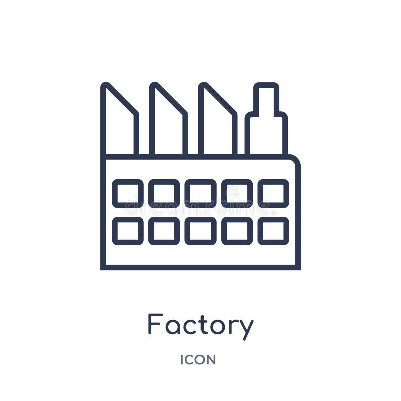 Linear factory icon from Delivery and logistic outline collection. Thin line factory vector isolated on white background. factory royalty free illustration Linear factory icon from Delivery and logistic outline collection. Thin line factory vector isolated on white background. factory royalty free illustration