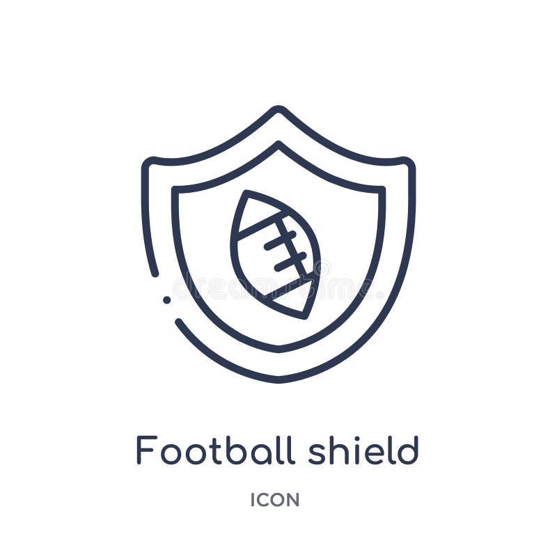 Linear football shield icon from American football outline collection. Thin line football shield vector isolated on white background. football shield trendy illustration