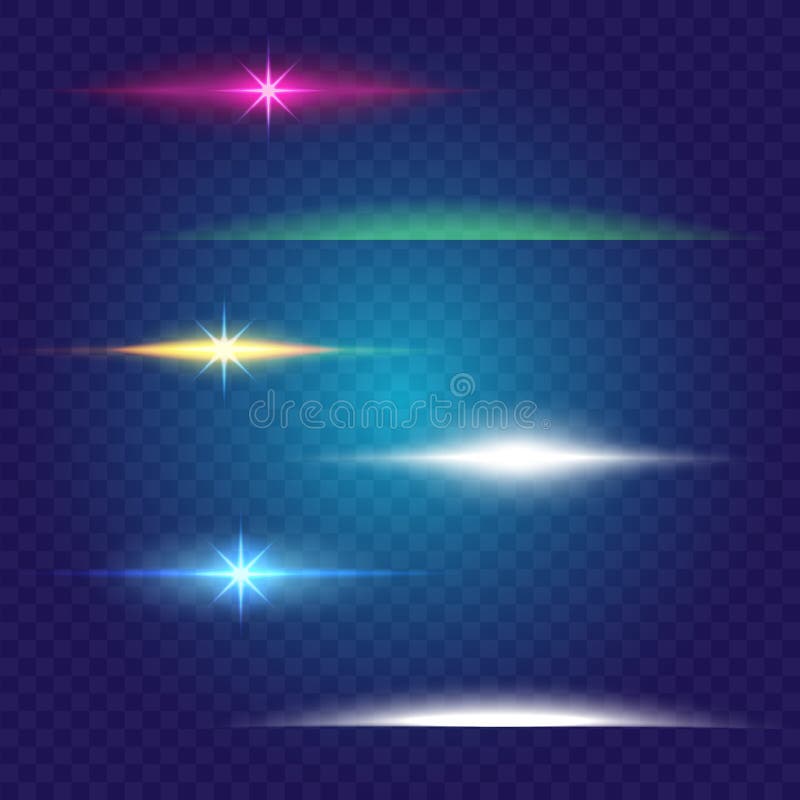 Linear Glow Light Effect. Vector Brushes Set Stock Vector