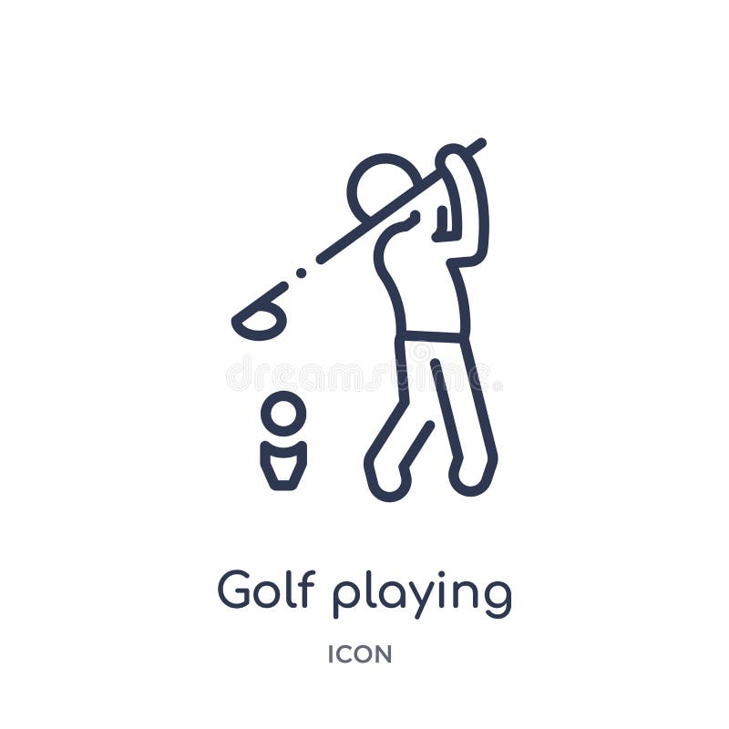 Linear golf playing icon from Activity and hobbies outline collection. Thin line golf playing vector isolated on white background royalty free illustration