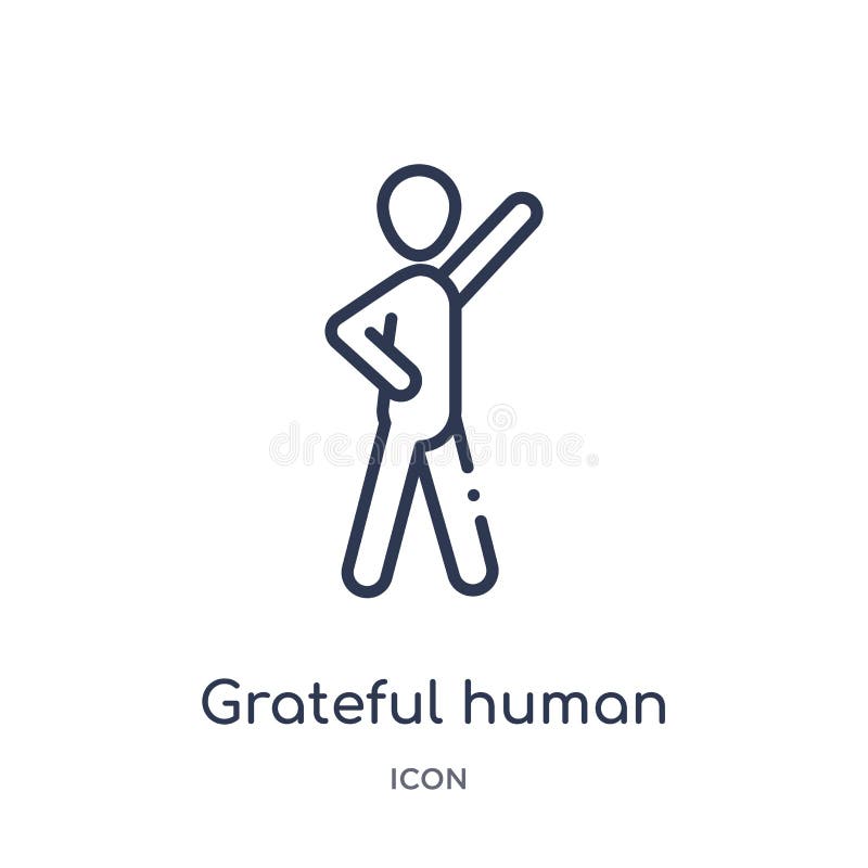 Linear grateful human icon from Feelings outline collection. Thin line grateful human vector isolated on white background. stock illustration