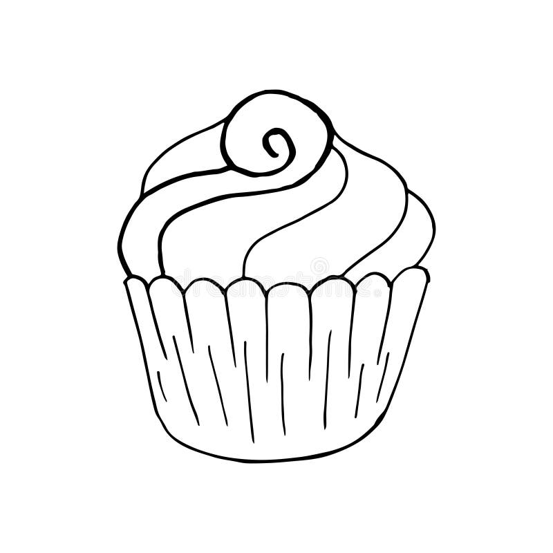 linear icon cupcake muffin hand draw style vector illustration your design outline drawing coloring book 228965354