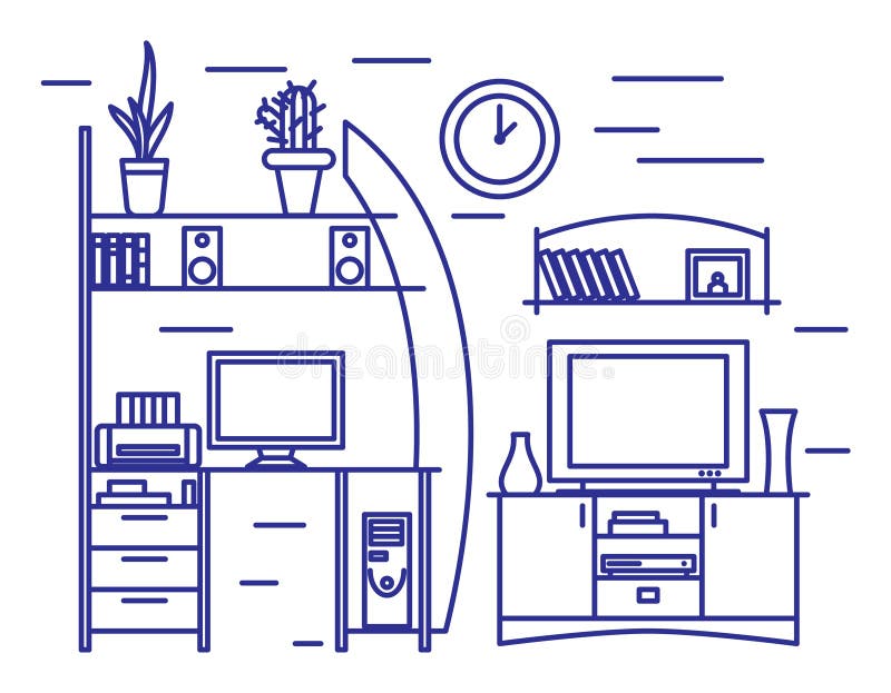 Linear interior design stock vector. Illustration of line - 109636328