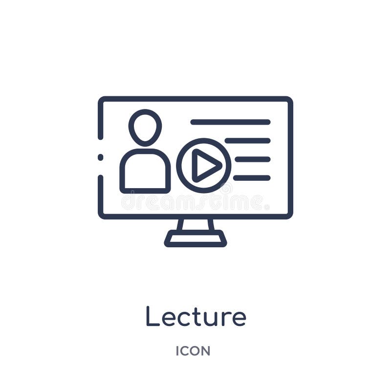 Linear lecture icon from Elearning and education outline collection. Thin line lecture vector isolated on white background. stock illustration Linear lecture icon from Elearning and education outline collection. Thin line lecture vector isolated on white background. stock illustration