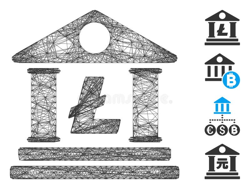 Linear Litecoin Bank Building Vector Mesh royalty free illustration