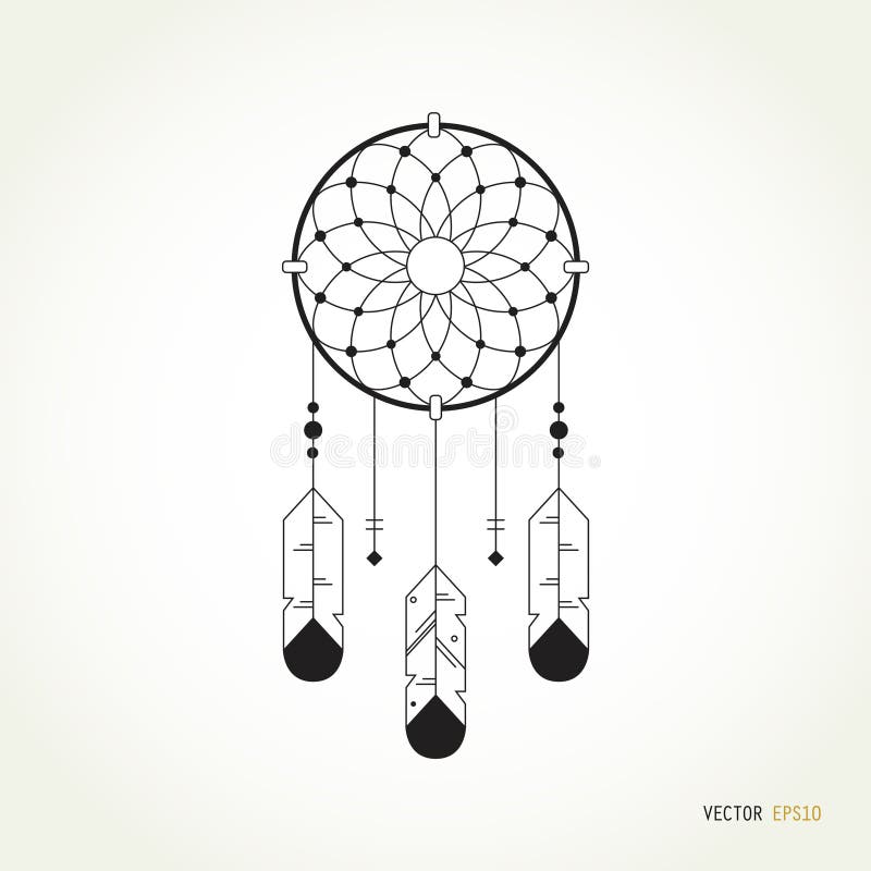 Linear Logo Dreamcatcher Illustration. Stock Vector - Illustration of ...