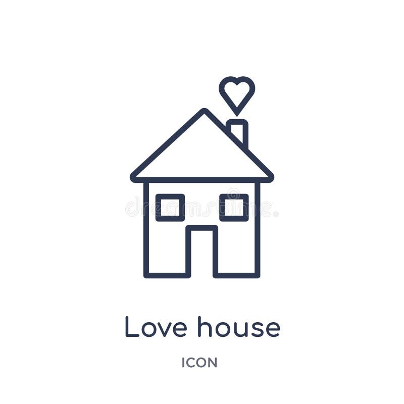 Linear love house icon from Birthday party outline collection. Thin line love house vector isolated on white background. love vector illustration Linear love house icon from Birthday party outline collection. Thin line love house vector isolated on white background. love vector illustration