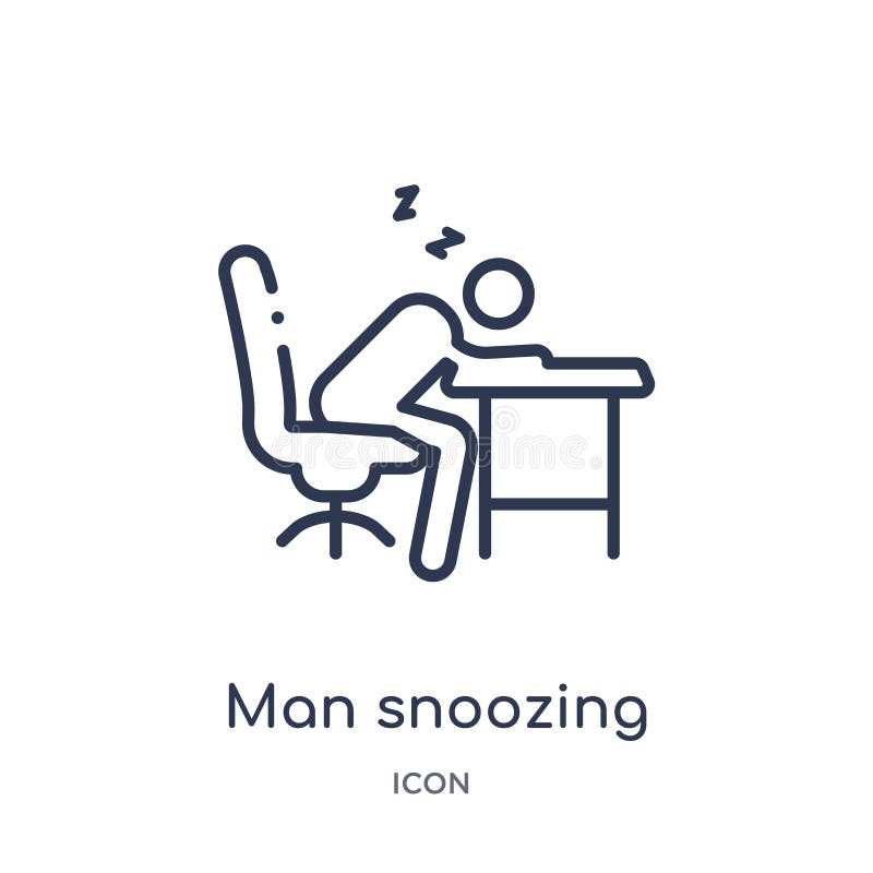 Linear man snoozing icon from Behavior outline collection. Thin line man snoozing vector isolated on white background. man vector illustration