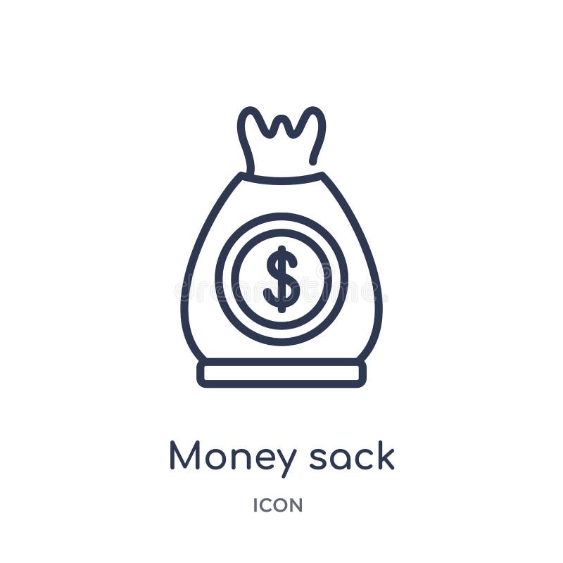 Linear Money Sack Icon from Business Outline Collection. Thin Line ...