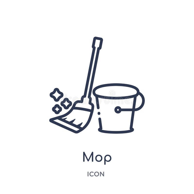 Linear mop icon from Cleaning outline collection. Thin line mop vector isolated on white background. mop trendy illustration royalty free illustration Linear mop icon from Cleaning outline collection. Thin line mop vector isolated on white background. mop trendy illustration royalty free illustration