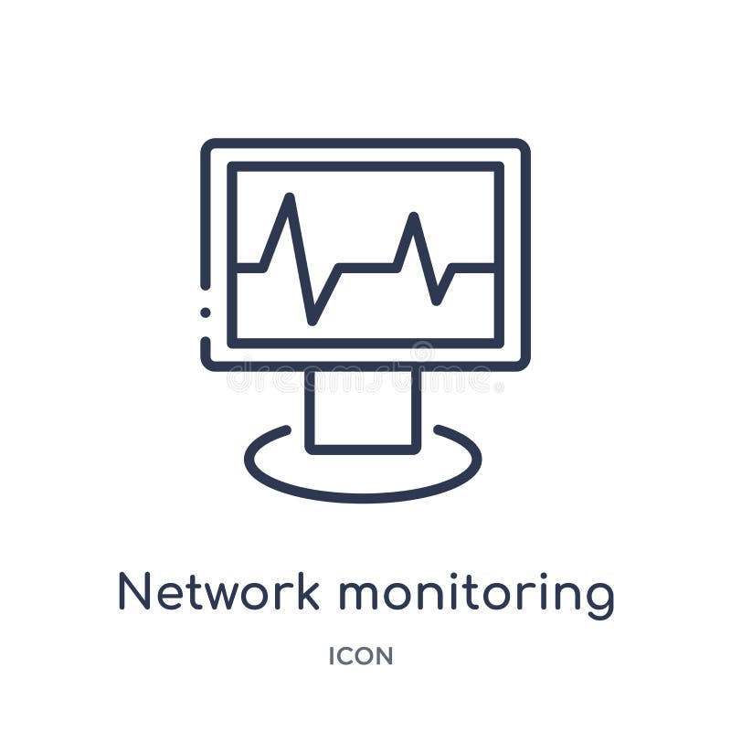 Linear network monitoring icon from Internet security and networking outline collection. Thin line network monitoring icon stock illustration Linear network monitoring icon from Internet security and networking outline collection. Thin line network monitoring icon stock illustration