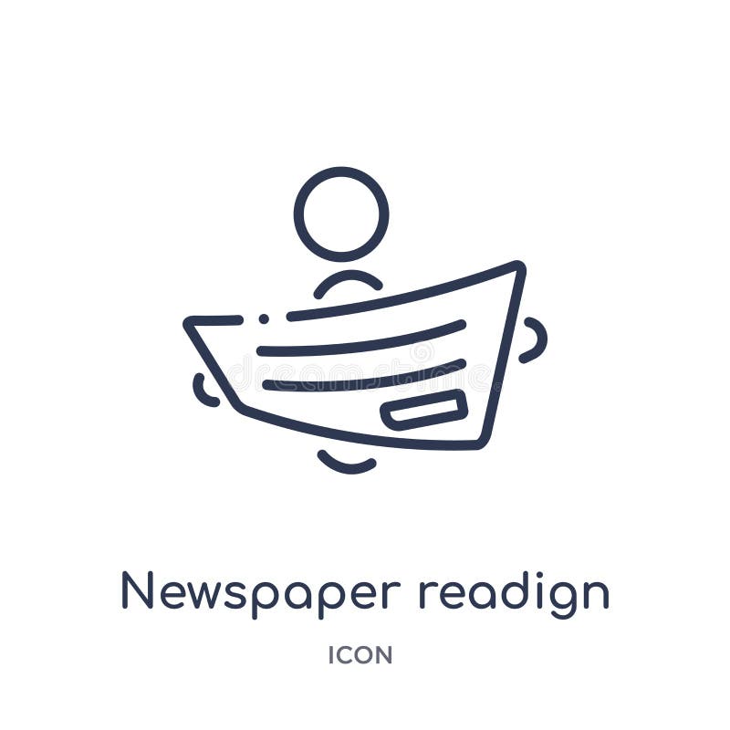 Linear newspaper readign icon from Activity and hobbies outline collection. Thin line newspaper readign vector isolated on white royalty free illustration