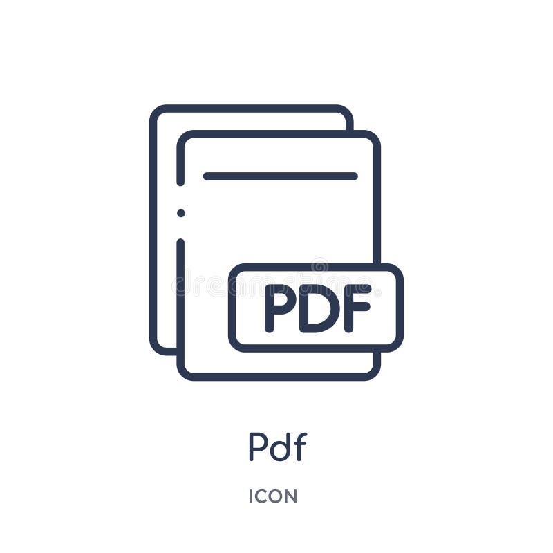 Linear pdf icon from File type outline collection. Thin line pdf vector isolated on white background. pdf trendy illustration vector illustration Linear pdf icon from File type outline collection. Thin line pdf vector isolated on white background. pdf trendy illustration vector illustration