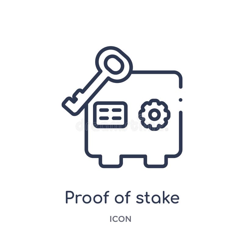 Linear proof of stake icon from Cryptocurrency economy and finance outline collection. Thin line proof of stake vector isolated on royalty free illustration Linear proof of stake icon from Cryptocurrency economy and finance outline collection. Thin line proof of stake vector isolated on royalty free illustration