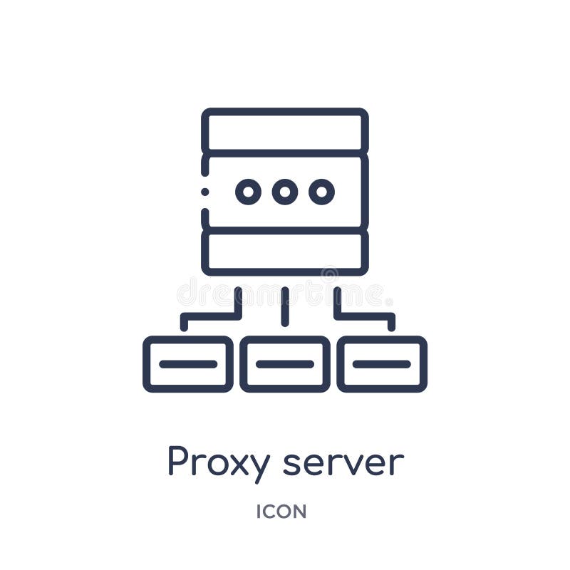 Linear proxy server icon from Internet security and networking outline collection. Thin line proxy server icon isolated on white stock illustration
