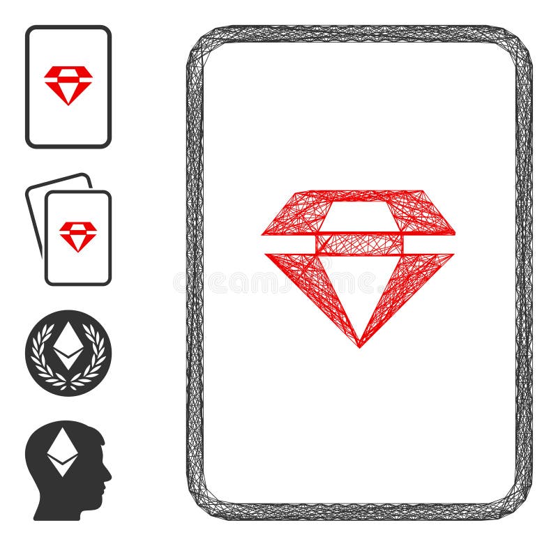 Linear Ruby Gambling Card Vector Mesh royalty free illustration