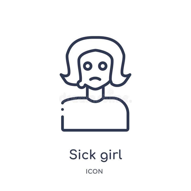 Linear sick girl icon from Dentist outline collection. Thin line sick girl icon isolated on white background. sick girl trendy vector illustration Linear sick girl icon from Dentist outline collection. Thin line sick girl icon isolated on white background. sick girl trendy vector illustration
