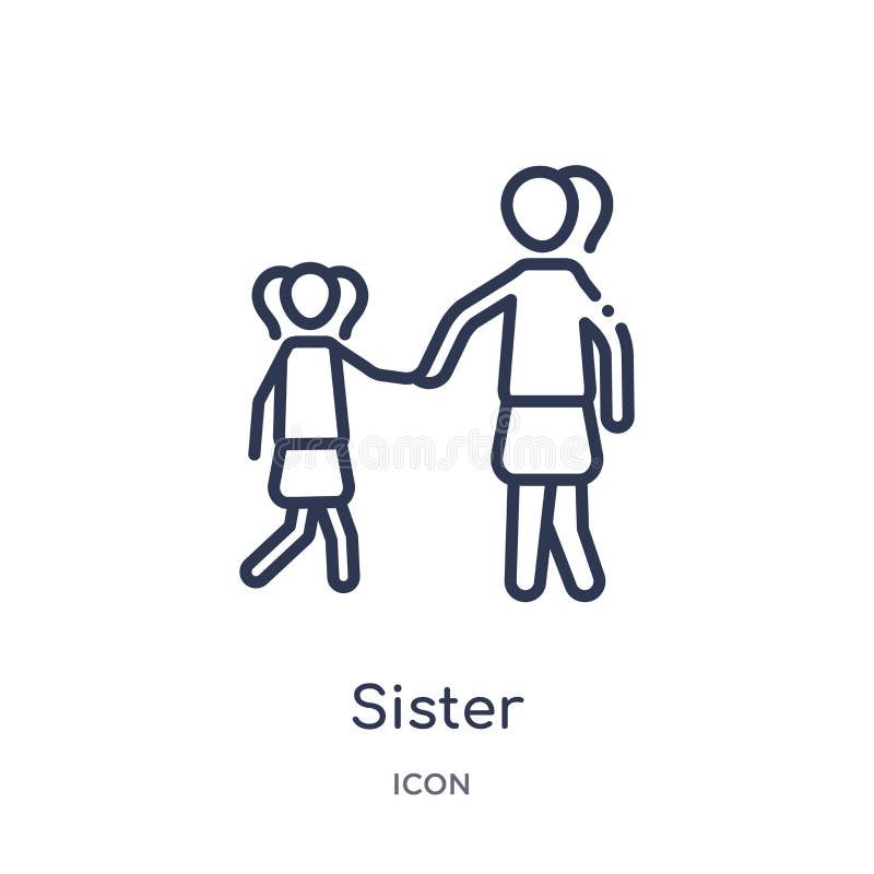 Linear sister icon from Family relations outline collection. Thin line sister vector isolated on white background. sister trendy royalty free illustration