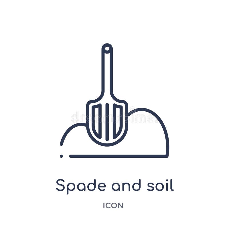 Linear spade and soil icon from Buildings outline collection. Thin line spade and soil icon isolated on white background. spade vector illustration Linear spade and soil icon from Buildings outline collection. Thin line spade and soil icon isolated on white background. spade vector illustration