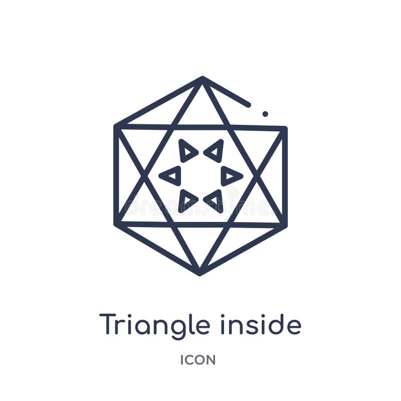 Linear triangle inside hexagon icon from Geometry outline collection. Thin line triangle inside hexagon icon isolated on white stock illustration