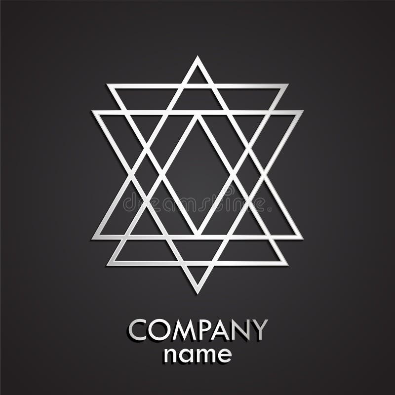 Linear triangles symbol 3d silver logo vector illustration