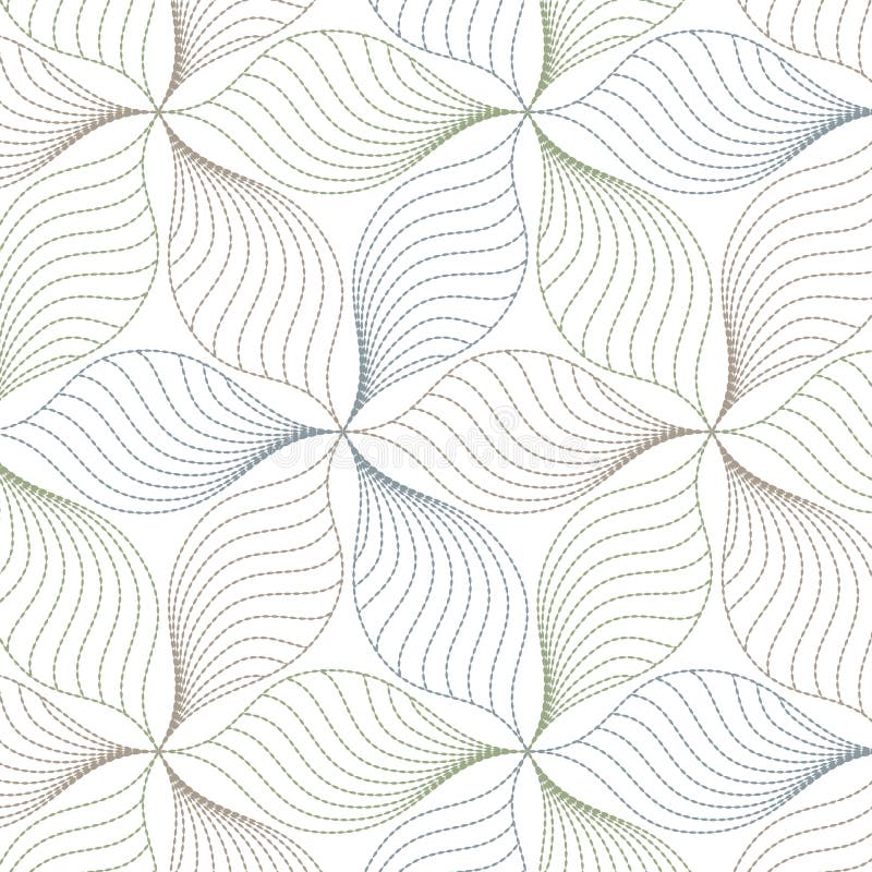 Linear vector pattern, repeating abstract leaves, line of leaf or flower, floral. graphic clean design for fabric, event stock illustration