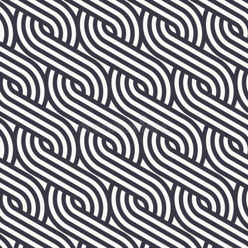 Linear vector pattern repeating braiding lines styles pattern made from a quarter linear of circle. royalty free illustration
