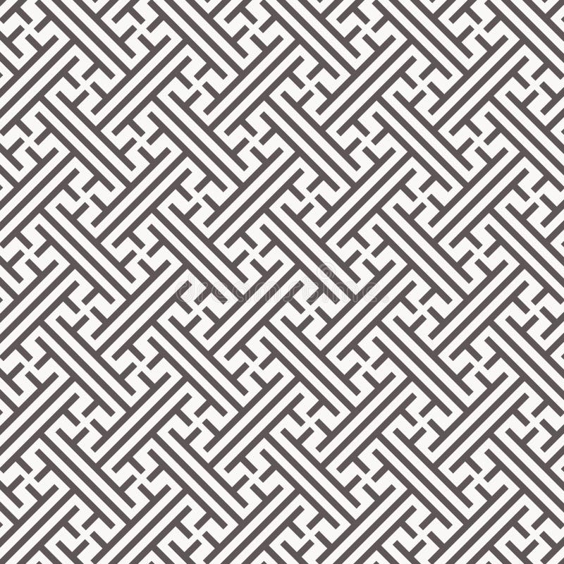 Linear vector pattern, repeating stripe line and cross at center, Japanese pattern stylish. Clean design for fabric stock illustration