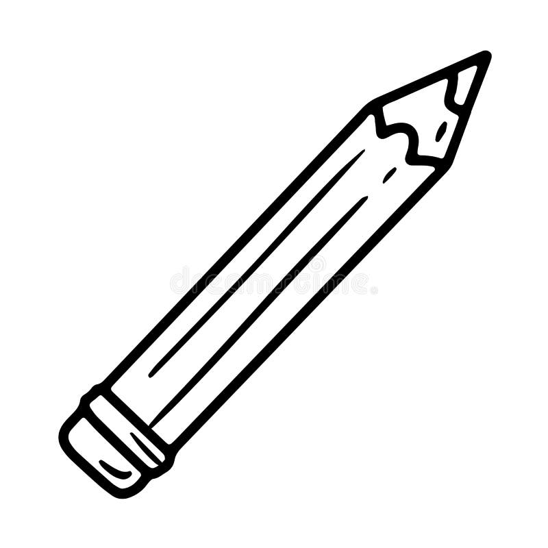 Linear Vector School Pencil Icon in Doodle Style Stock Vector ...