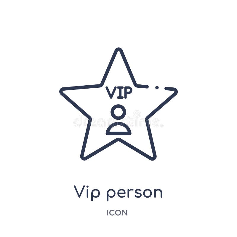 Linear vip person icon from Cinema outline collection. Thin line vip person vector isolated on white background. vip person trendy royalty free illustration Linear vip person icon from Cinema outline collection. Thin line vip person vector isolated on white background. vip person trendy royalty free illustration