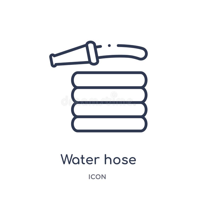 Linear water hose icon from Alert outline collection. Thin line water hose vector isolated on white background. water hose trendy royalty free illustration Linear water hose icon from Alert outline collection. Thin line water hose vector isolated on white background. water hose trendy royalty free illustration