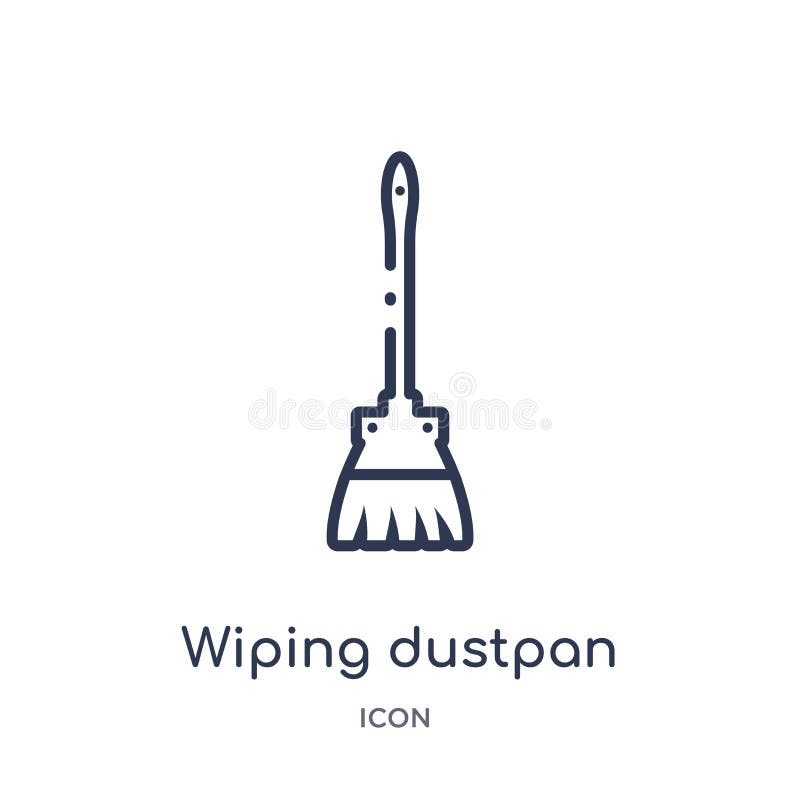 Linear wiping dustpan icon from Cleaning outline collection. Thin line wiping dustpan vector isolated on white background. wiping vector illustration