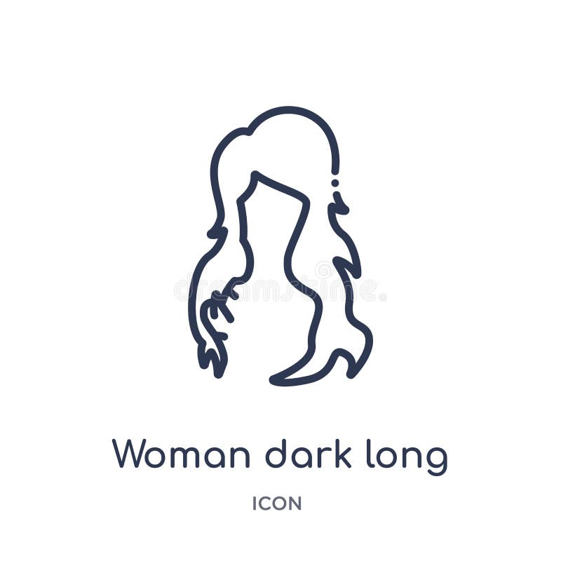 Linear woman dark long hair icon from Human body parts outline collection. Thin line woman dark long hair icon isolated on white vector illustration Linear woman dark long hair icon from Human body parts outline collection. Thin line woman dark long hair icon isolated on white vector illustration