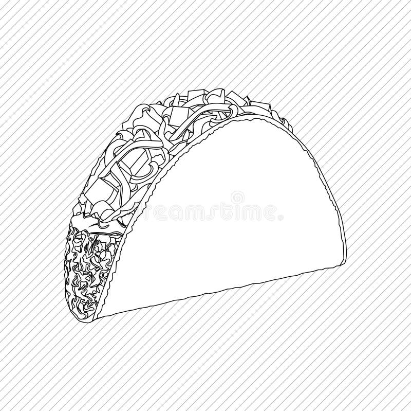 Lineare Tacovektorillustration lizenzfreie abbildung Lineare Tacovektorillustration lizenzfreie abbildung
