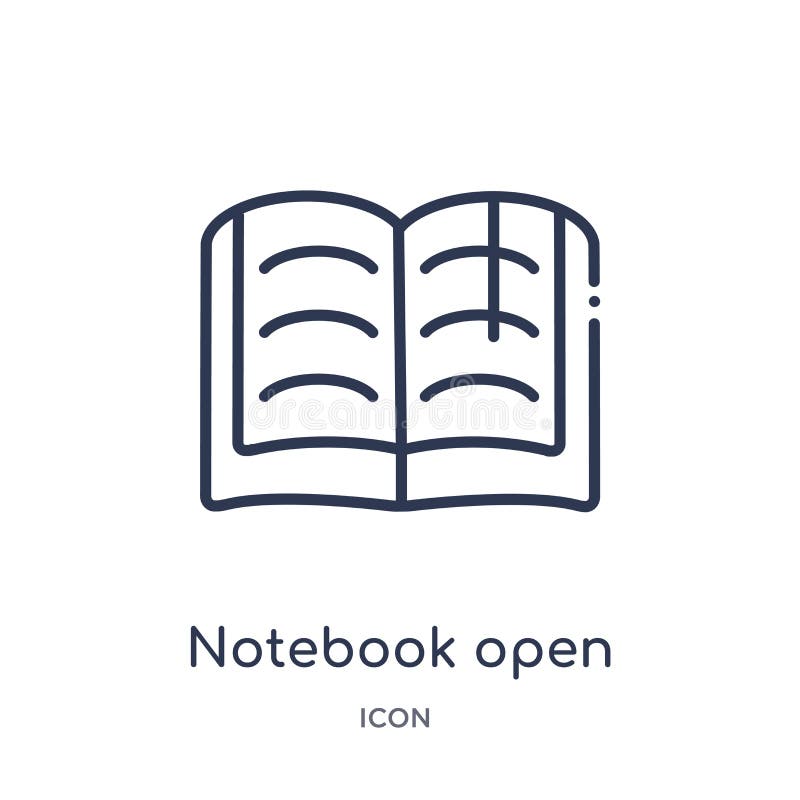 Lineares Notizbuch offen mit Bookmarkikone von der Ausbildungsentwurfssammlung Dünne Linie Notizbuch offen mit der Bookmarkikone lizenzfreie abbildung Lineares Notizbuch offen mit Bookmarkikone von der Ausbildungsentwurfssammlung Dünne Linie Notizbuch offen mit der Bookmarkikone lizenzfreie abbildung