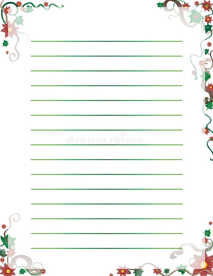 Lined Letter Form with Floral Frame. Floral Wreath Border Letterhead