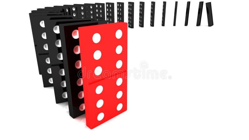 Lined up dominoes