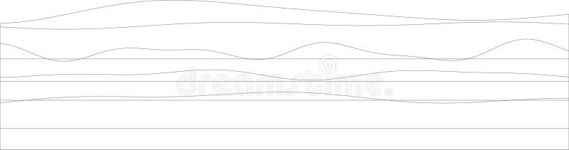 Linee curve minimaliste in bianco e nero su divisioni orizzontali illustrazione di stock