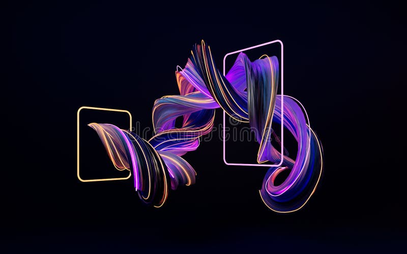 Linee di curva di torsione con rendering neon 3d brillante royalty illustrazione gratis