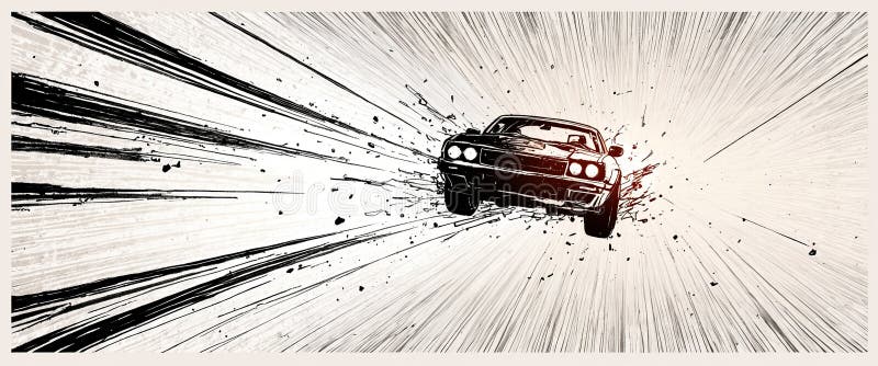 Linee di velocità particelle volanti lotta contro la trama grafica manga di francobollo. fotografia stock